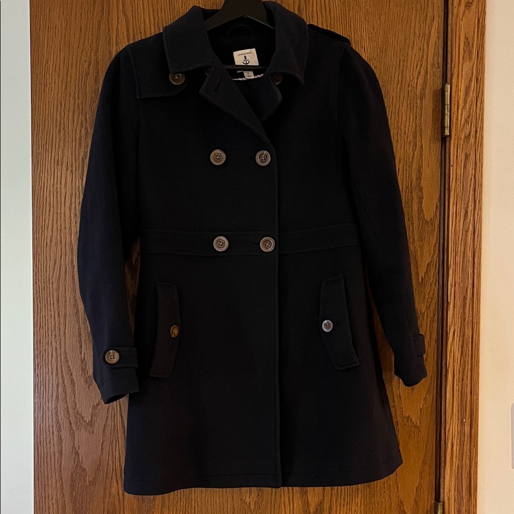 Land’s End Kids Navy  Double-Breasted Coat Size 14